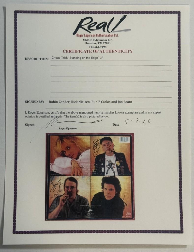Cheap Trick Group Signed "Standing on the Edge" LP Album (4 Sigs) (Epperson Authentication) - 3