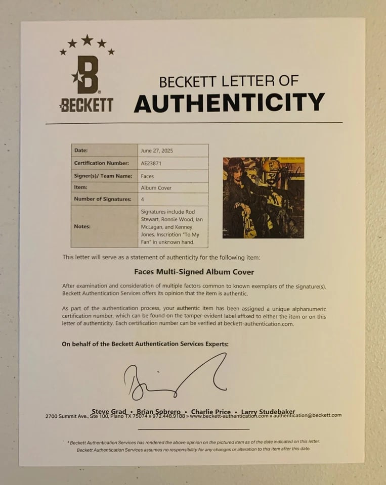 Faces Group Signed "Never a Dull Moment" LP Album (4 Sigs) (Beckett Authentication) - 3