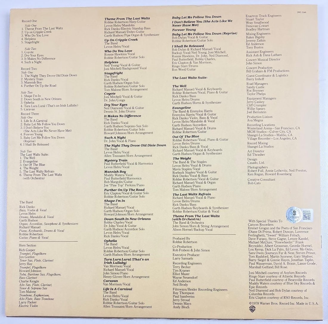 The Band: Robbie Robertson Signed "The Last Waltz" Album Booklet (Beckett) - 2