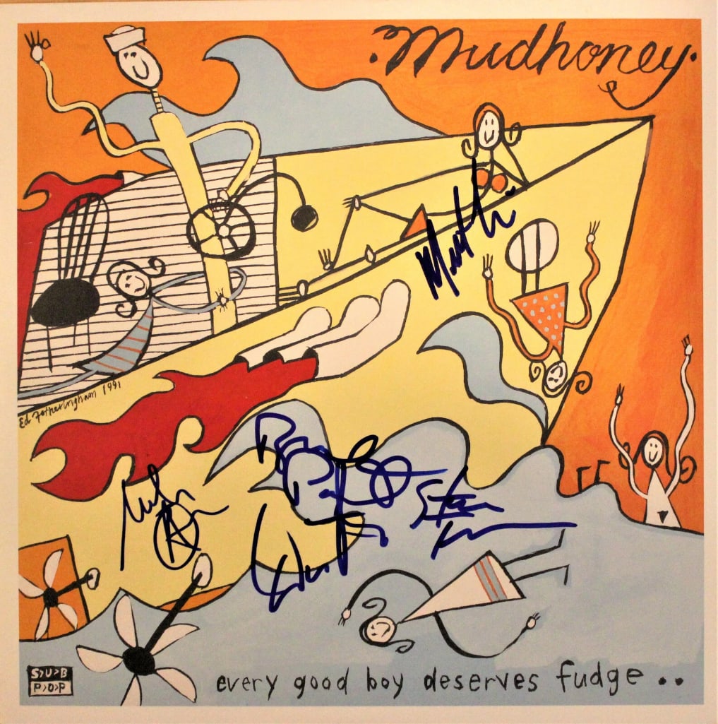 Mudhoney Group Signed "Every Good Boy Deserves Fudge" Album (5 Sigs) (ACOA Authentication) (1 of 2)