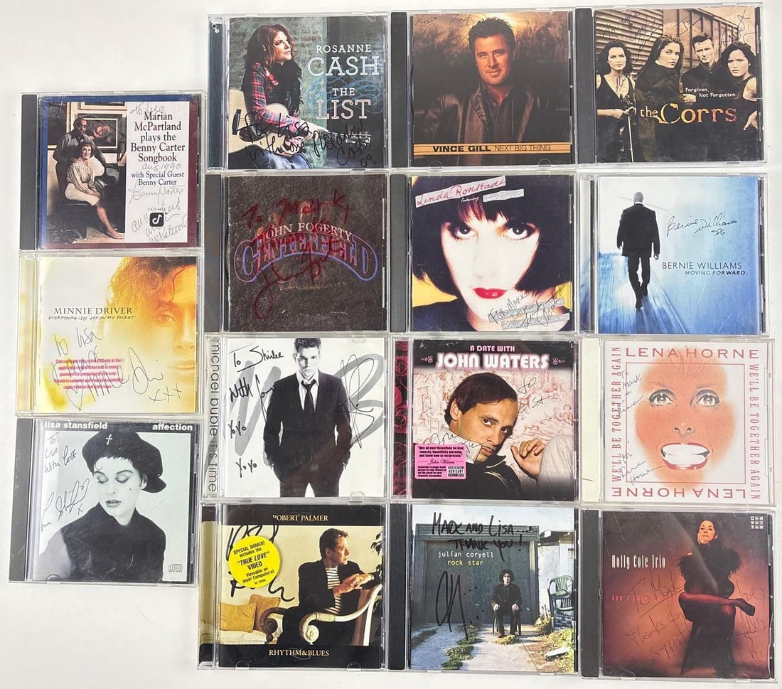 Large Signed CD Collection of (15) Michael Buble, John Fogerty, Linda Ronstadt & Others (1 of 5)