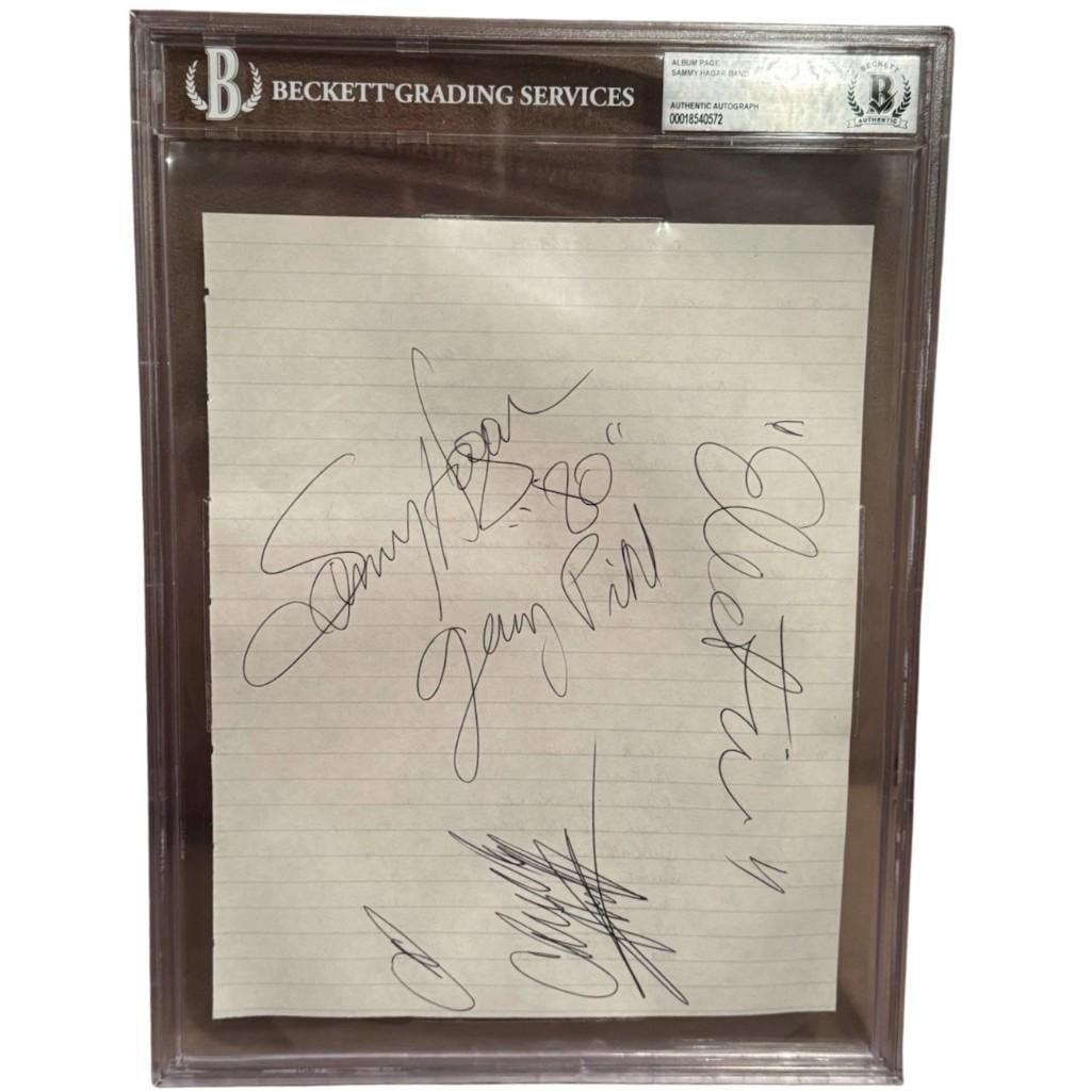 [Van Halen] Sammy Hagar Band Group Signed 10" x 8" 1980 Album Book Page (4 Sigs) (Beckett) (1 of 2)