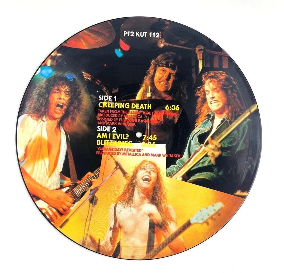 Metallica Group Signed "Creeping Death" Picture Disc (3 Sigs) (Beckett Authentication) - 5