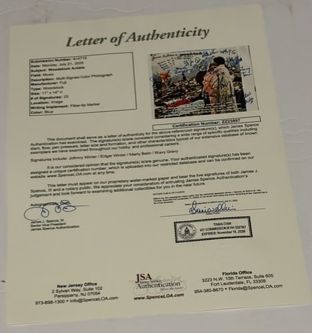 Multi-Signed 11" x 14" Woodstock Photo (18 Sigs) (JSA Authentication) - 3