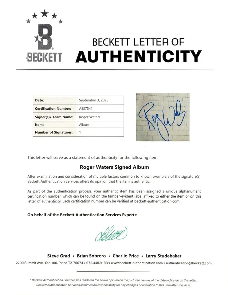 Pink Floyd: Roger Waters Signed "The Wall" Album (Beckett Authentication) - 3
