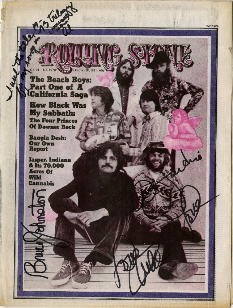 The Beach Boys Group Signed Rolling Stone Magazine Cover (3 Sigs) (ACOA Authentication) (1 of 2)