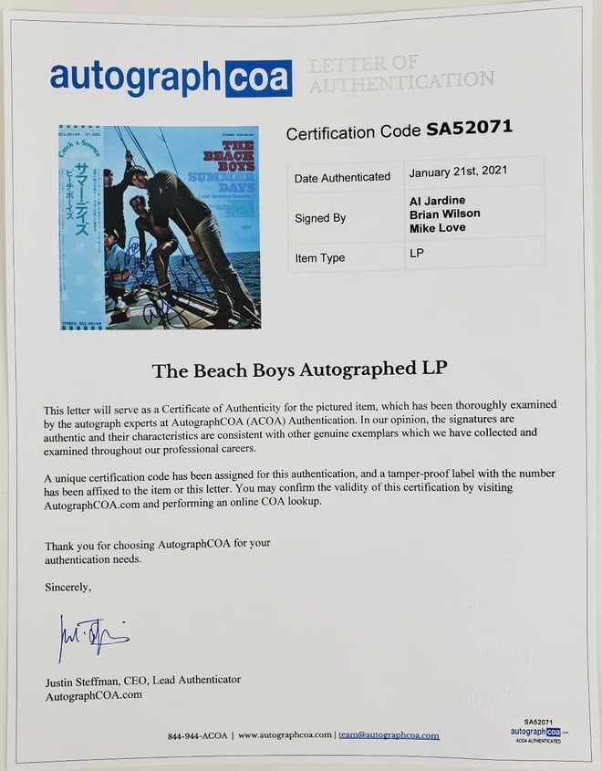 The Beach Boys Group Signed "Summer Days" Album (3 Sigs) (ACOA Authentication) - 2