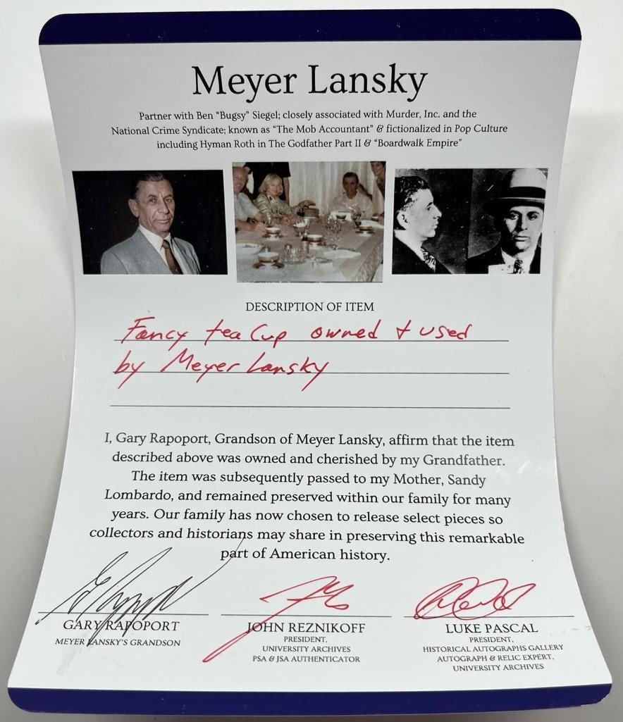 Meyer Lansky Personally-Owned Monogrammed "L" Tea Cup (Originating from Lansky's Grandson) - 6