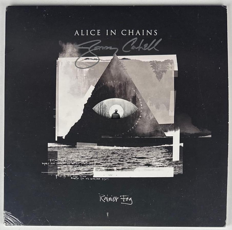 Alice In Chains: Jerry Cantrell Signed "Rainier Fog" Album (Beckett Authentication): "Rainer Fog" album signed on the cover in silver felt tip marker by Alice in Chains band member Jerry Cantrell. Measuring approximately 12" x 12" and in very good condition, with some signs of