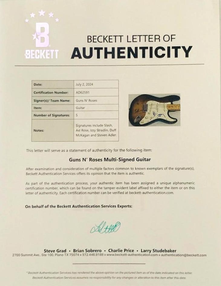 Guns N' Roses Fully Group Signed Fender Squire Stratocaster-Style Guitar (5 Sigs) - 6