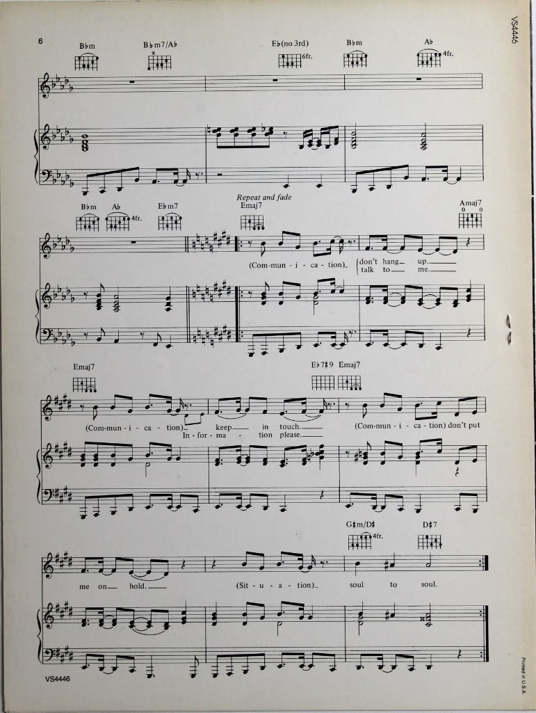 The Power Station Group Signed 12” x 9” "Communications" Sheet Music (2 Sigs) (Beckett) - 2
