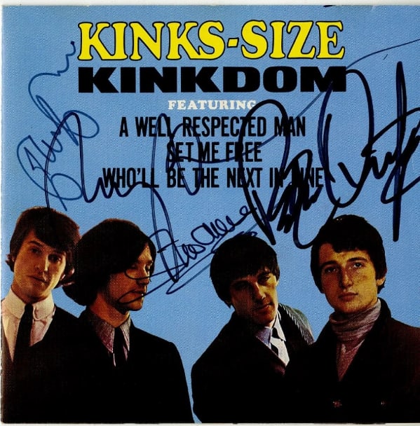 The Kinks Fully Group Signed “Kinkdom” CD (4 Sigs) (ACOA Authentication): “Kinkdom” CD signed on the cover in black felt tip marker by The Kinks band members Dave Davies, Ray Davies, Mick Avory, and Pete Quaife. Measuring approximately 5” x 5” and in