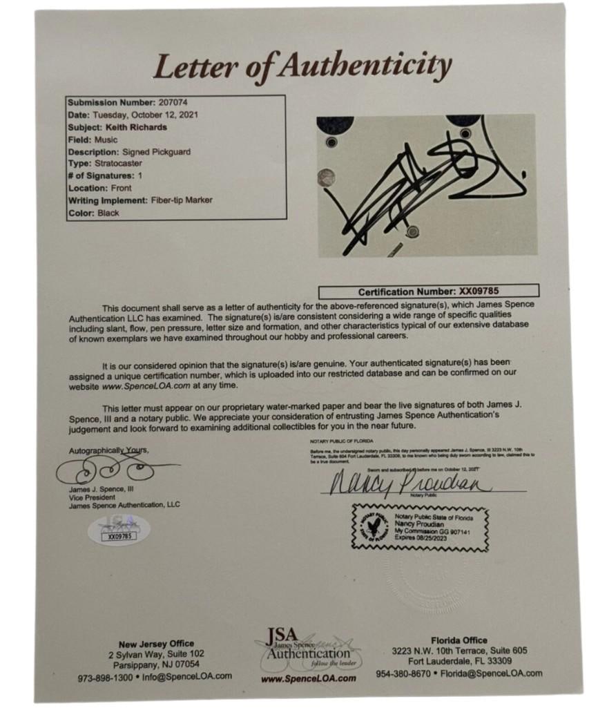 The Rolling Stones: Keith Richards Signed Fender Stratocaster Guitar (JSA Authentication) - 4