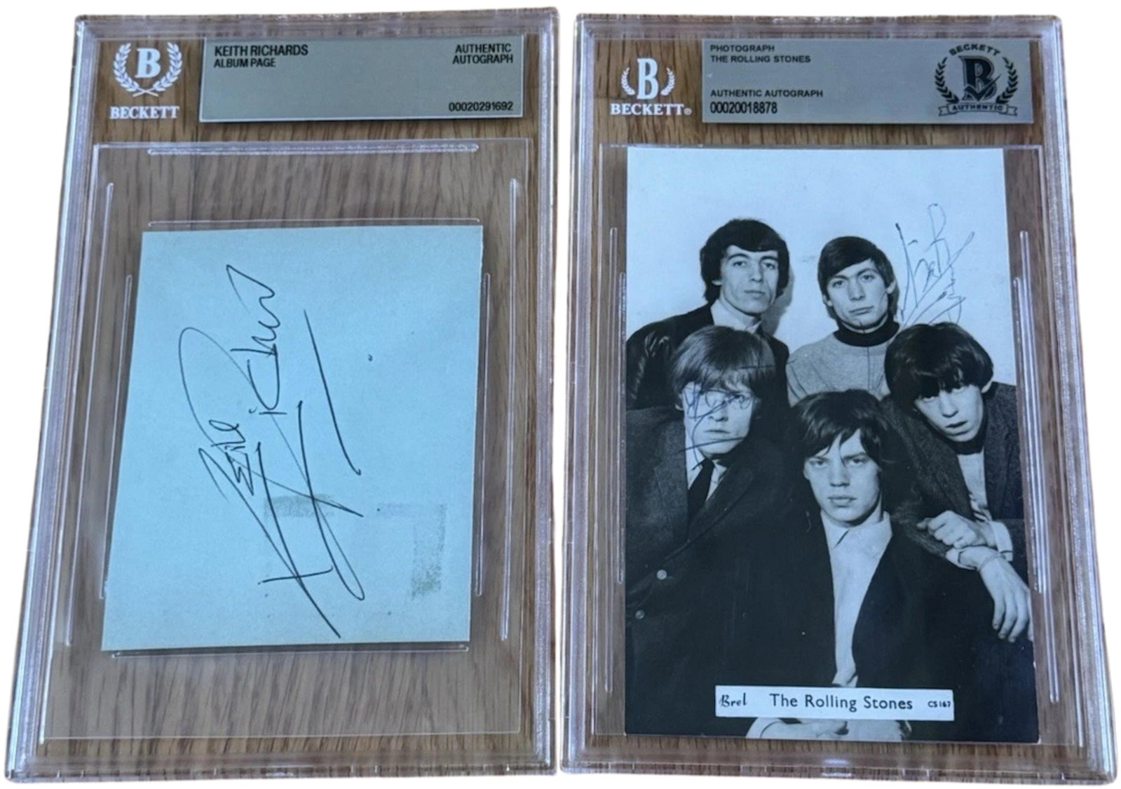 The Rolling Stones Fully Group Signed Set of (2) Postcard & Cut (Beckett Encapsulated) (1 of 5)