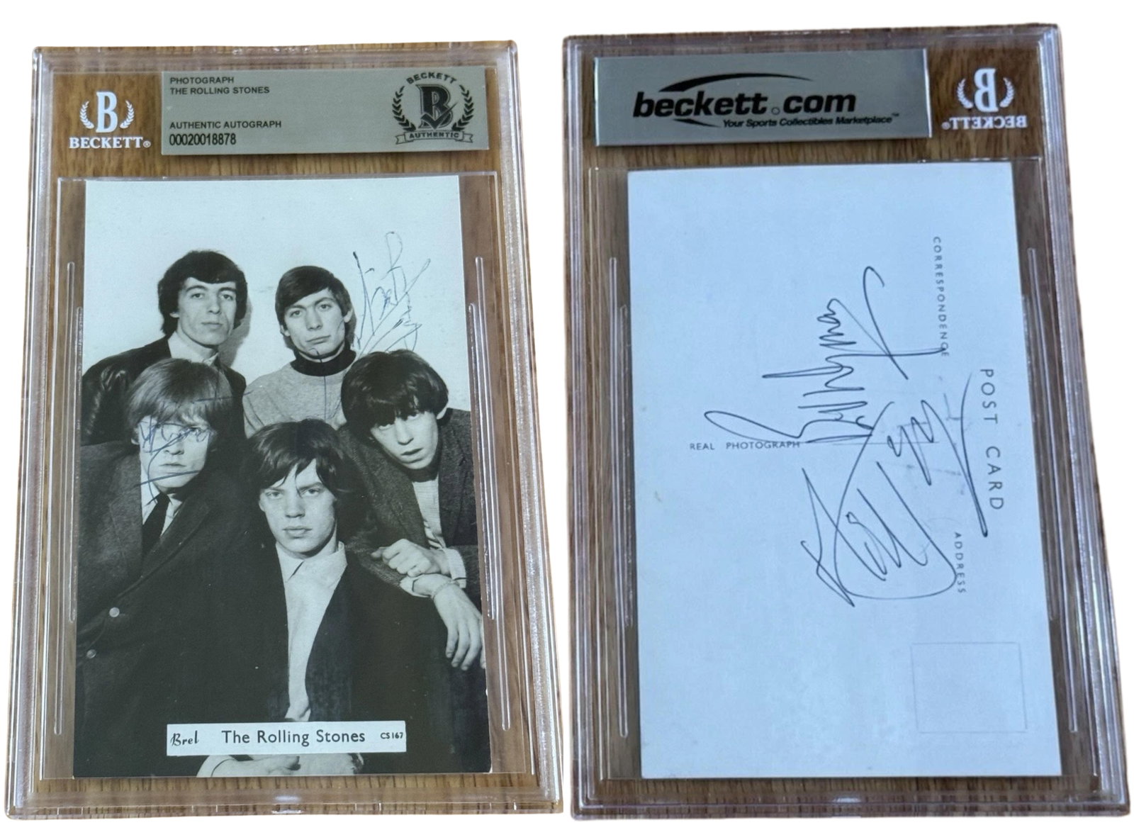 The Rolling Stones Fully Group Signed Set of (2) Postcard & Cut (Beckett Encapsulated) - 2