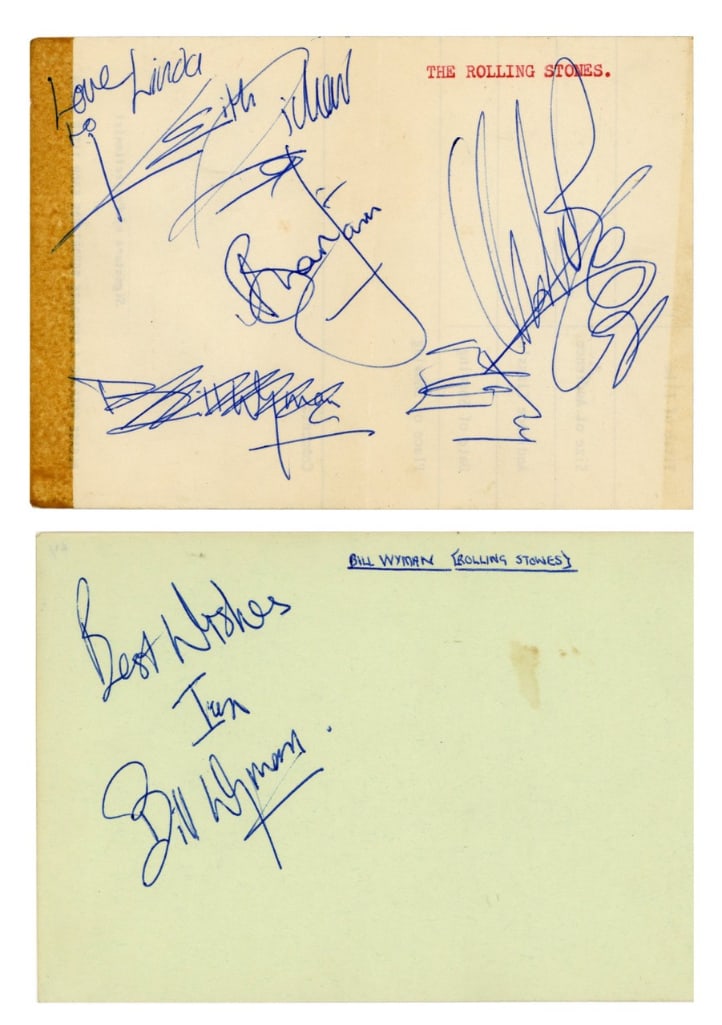 The Rolling Stones Group Signed w/ Brian Jones Set of (2) 1964 Cuts (5 Sigs) (Tracks COA) (1 of 1)