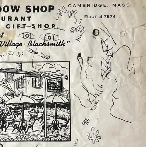 Bob Dylan 1965 Hand-Sketched "The Window Shop" Restaurant Placemat (Third Party Guaranteed) - 2