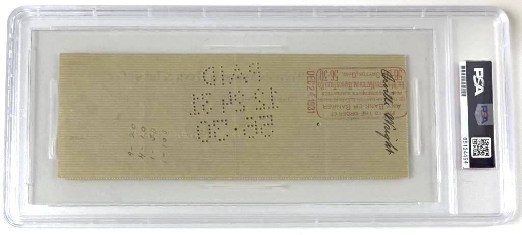 Orville Wright Twice-Signed December 1931 Check (PSA/DNA Encapsulated) - 2