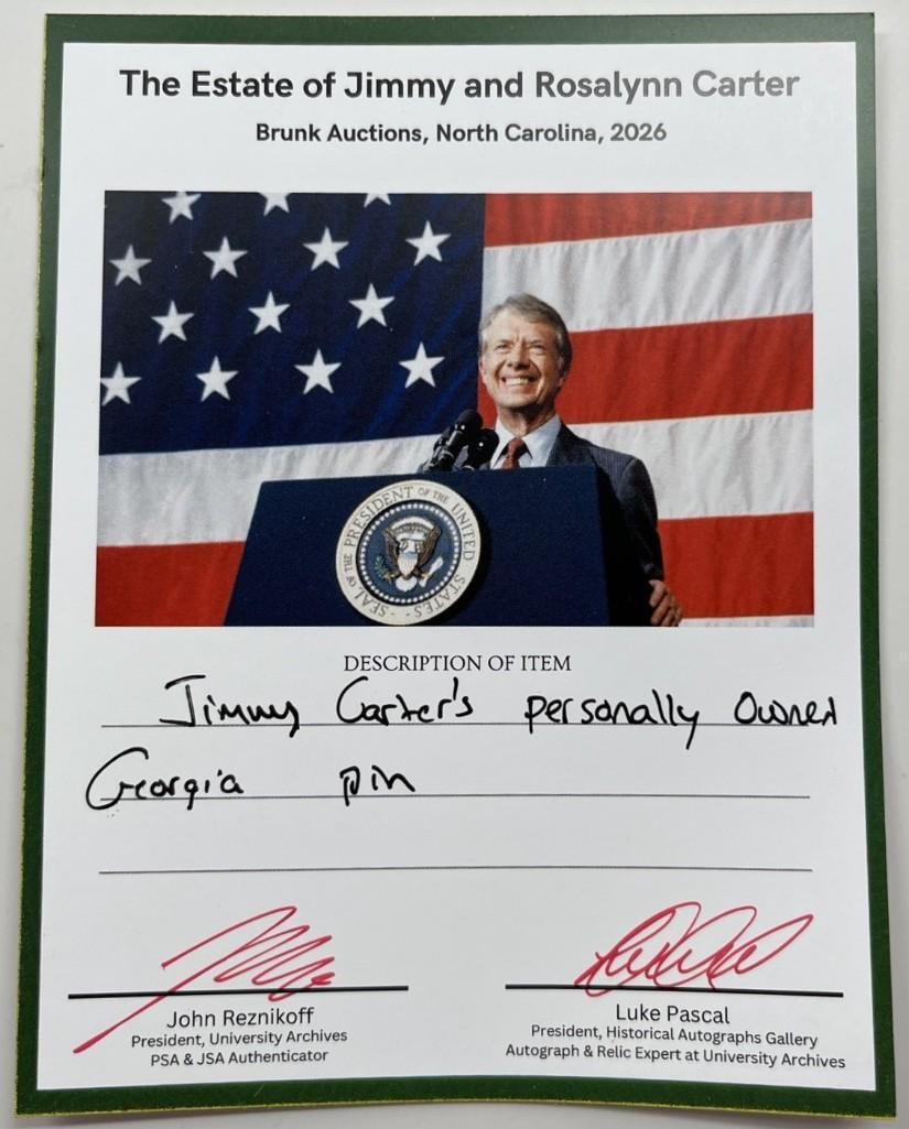 President Jimmy Carter Personally-Owned Georgia Peach Pin (Ex. Carter Estate) - 3