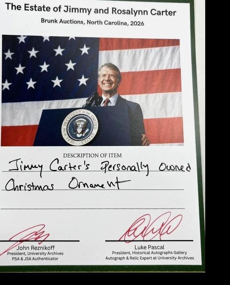 President Jimmy Carter Personally-Owned Christmas Ornament (Ex. Estate of Jimmy & Rosalynn Carter) - 2