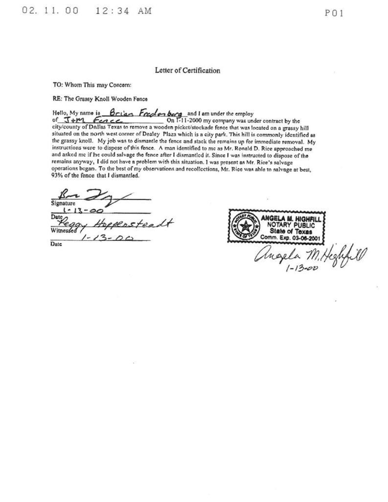 President JFK Assassination Grassy Knoll Fence Sample (CAG Encapsulated) - 5