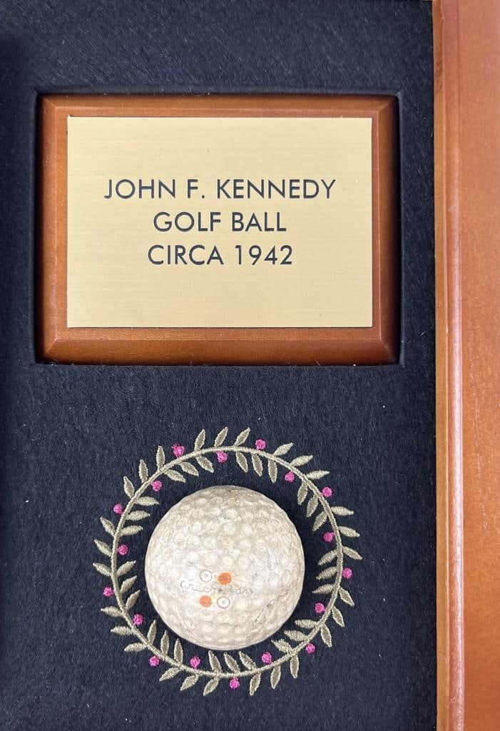 President John F. Kennedy Owned & Used Golf Ball 15.5" x 9.5" Framed Display (LOA) - 3
