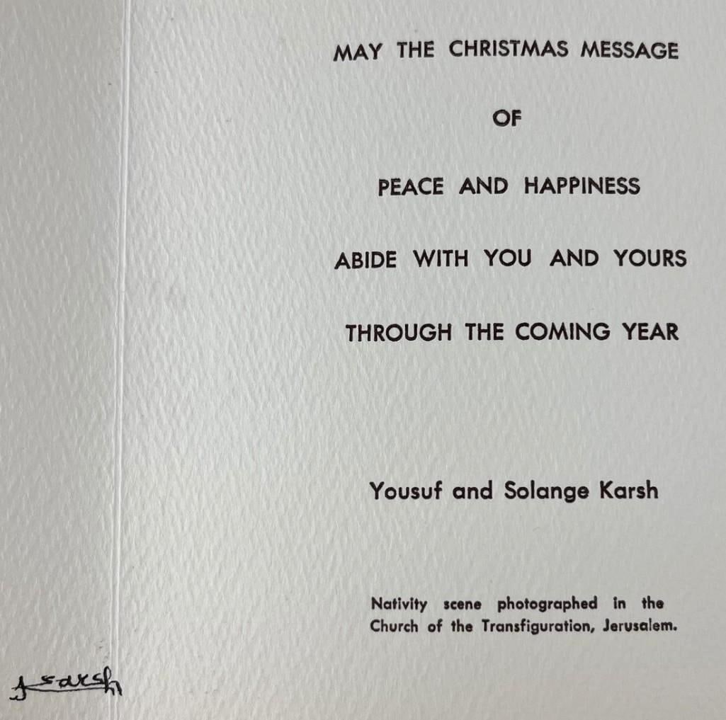Yousuf Karsh Signed Christmas/New Years Holiday Card - 2