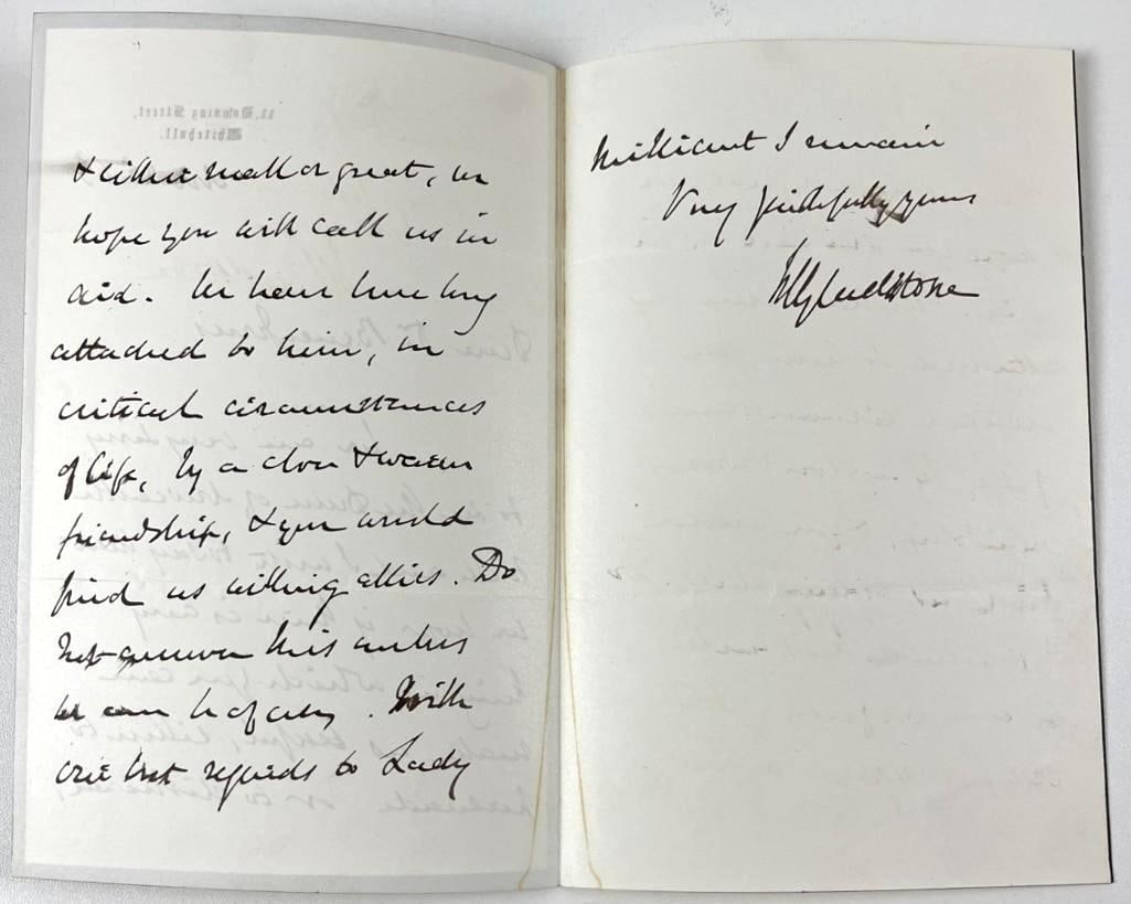 William Gladstone Signed Handwritten Letter as UK Prime Minister (Third Party Guaranteed) - 2