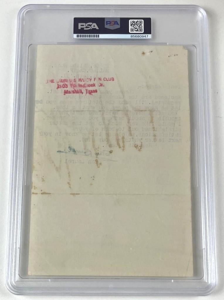 Stan Laurel Signed Typed 1957 Letter to Laurel & Hardy Fan Club (PSA/DNA Encapsulated) - 2