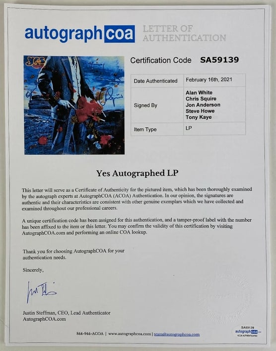 YES Fully Group Signed “Tormato” Album (5 Sigs) (ACOA Authentication) - 2
