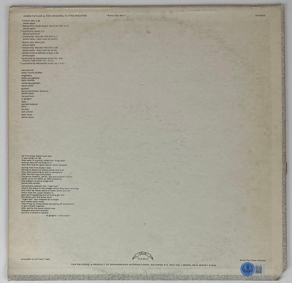 James Taylor & the Original Flying Machine Signed "Rainy Day Man" Album (Beckett Authentication) - 2