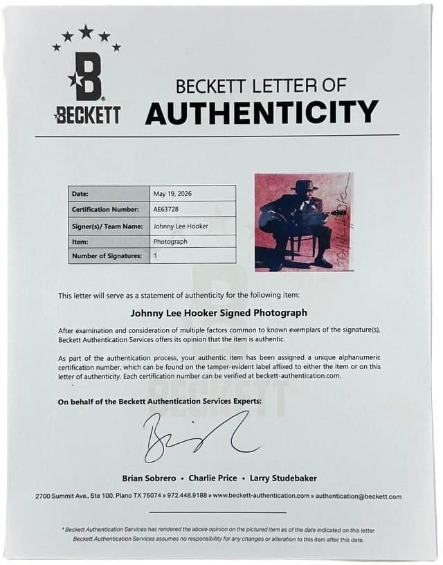John Lee Hooker Signed 10" x 8" Photo (Beckett Authentication) - 3