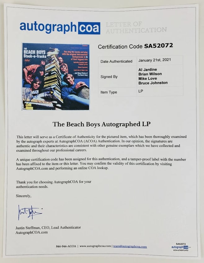 The Beach Boys Group Signed “Stack-O-Tracks” LP Album (4 Sigs) (ACOA Authentication) - 2