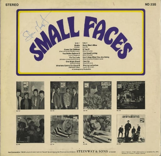 Small Faces Group Signed “S/T” German Album (3 Sigs) (ACOA Authentication) - 2