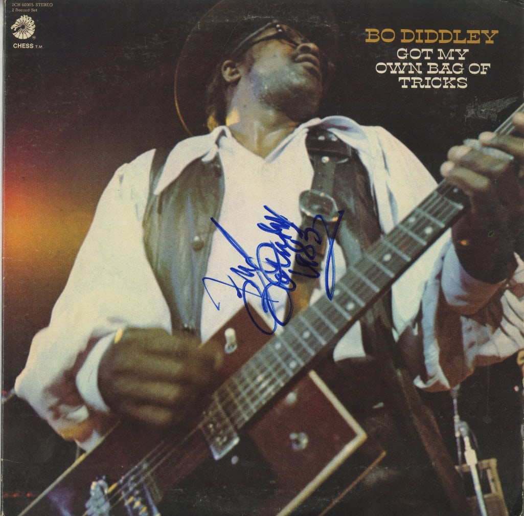 Bo Diddley Signed “Got My Own Bag of Tricks” Album (ACOA Authentication): “Got My Own Bag of Tricks” album signed on the cover in blue felt tip marker by musician Bo Diddley, who inscribed the date “1983” after his signature. Measuring approximately