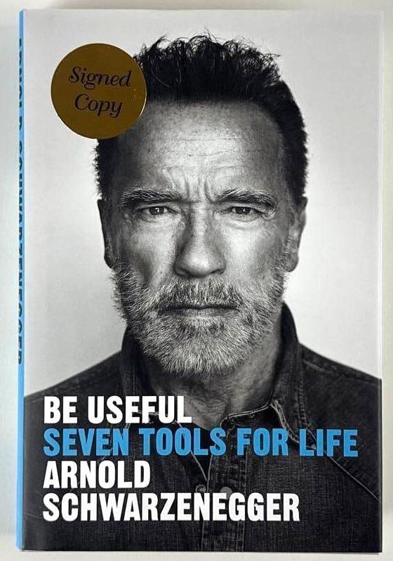 Arnold Schwarzenegger Signed "Be Useful: Seven Tools for Life" Book (Beckett): Color hardcover 8.5" x 6" "Be Useful: Seven Tools for Life" book signed on the inside front page in black felt tip marker by actor and politician Arnold Schwarzenegger. In fine condition.