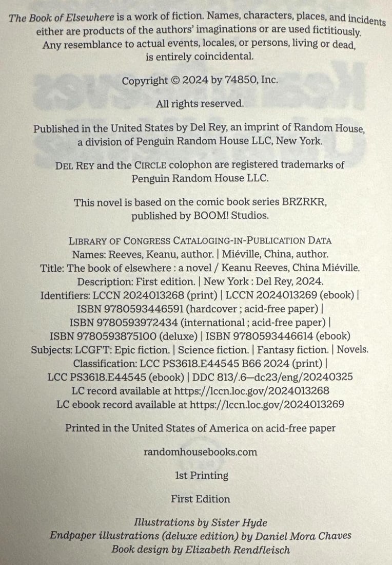 Keanu Reeves & China Mieville Signed "The Book of Elsewhere" First Edition Book (Third Party) - 4
