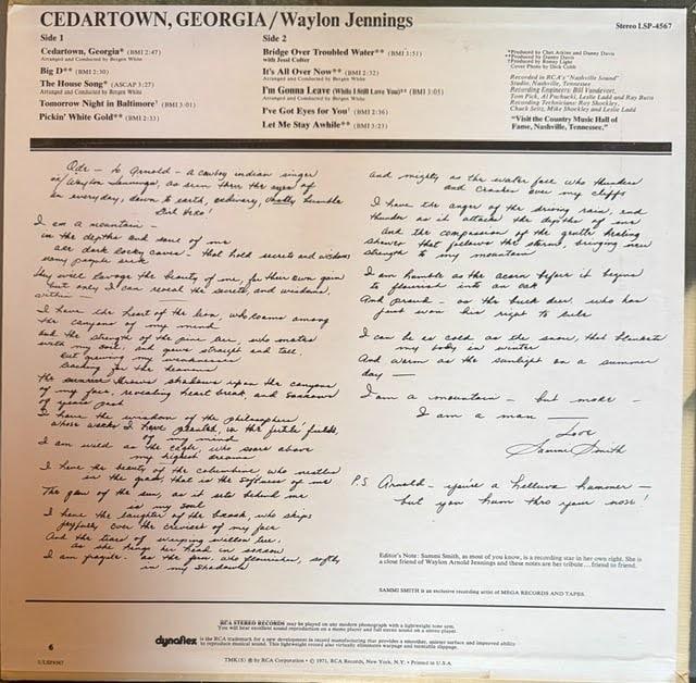 Waylon Jennings & Billy Ray Reynolds Signed "Cedartown, Georgia" Album (2 Sigs) (Third Party) - 5