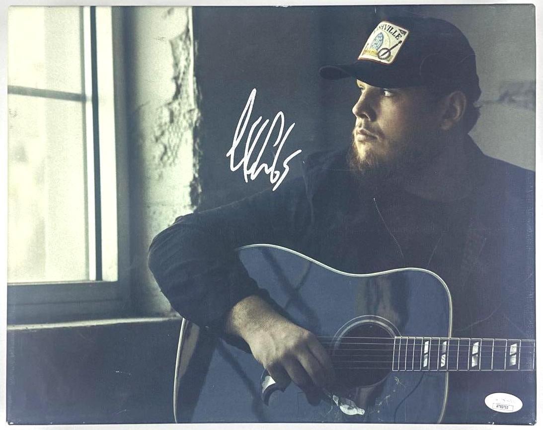 Luke Combs Signed 11.25" x 14.25" x 1.5" Canvas Printing (JSA Authentication): Color 11.25" x 14.25" x 1.5" canvas printing signed in white paint pen by musician Luke Combs. In fine condition. Authenticated by JSA, with their official hologram affixed to the front bottom right