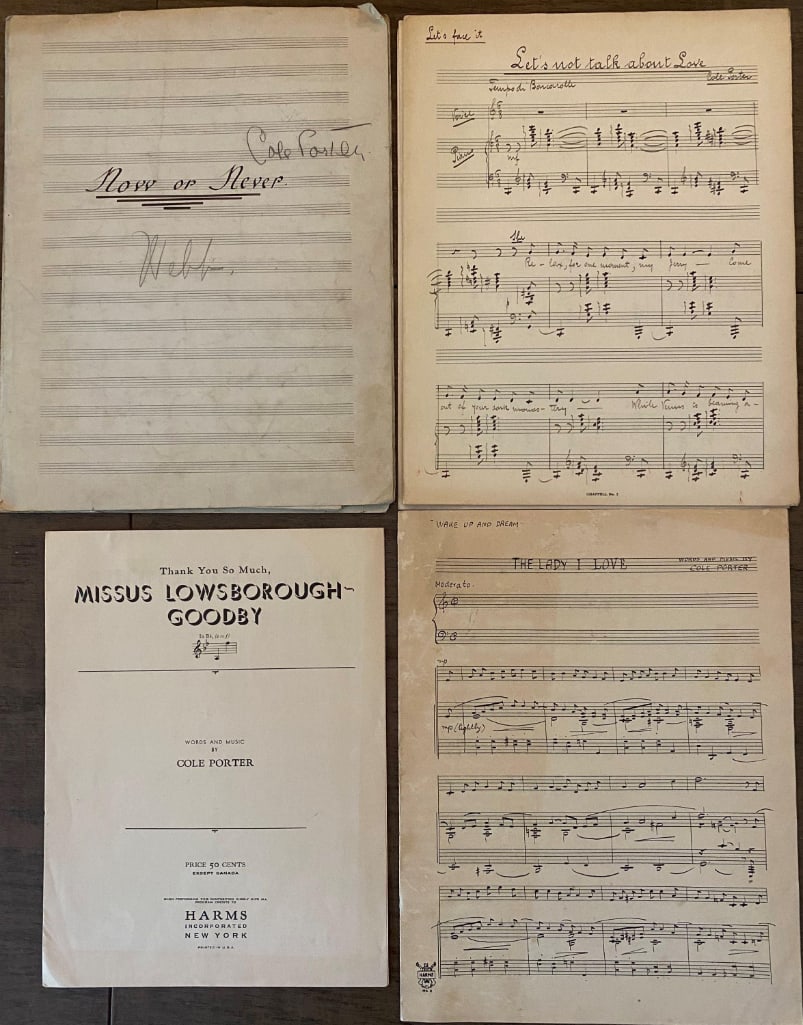 Cole Porter Extensive Manuscript Music Archive from the Clifton Webb Estate: Substantial archive of approximately 350 pages of manuscript and published sheet music and related documents from the estate of actor and singer Clifton Webb, highlighted by important material