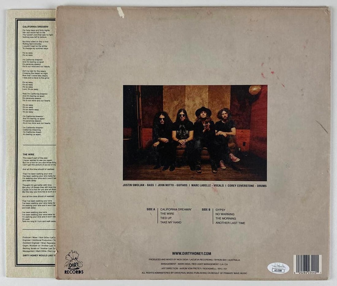 Dirty Honey Signed "Dirty Honey" Self-Titled Album (JSA Authentication) - 2