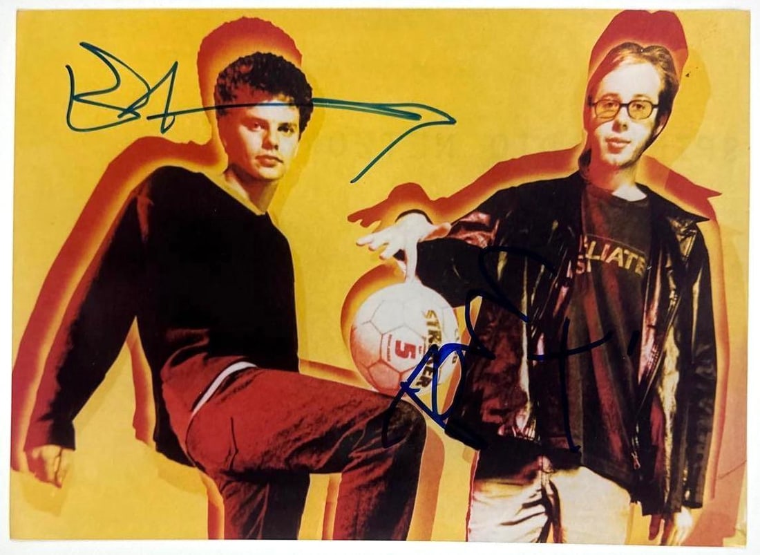 Chemical Brothers Signed 8" x 10" Photo (2 Sigs) (Third Party Guaranteed): Color 8" x 10" photo signed in blue felt tip marker by The Proclaimers band members Craig and Charlie Reid. In fine condition. Provenance Eaton & Brennan Auctions guarantees this lot to pass
