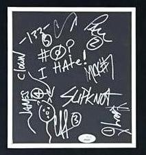 Slipknot Group Signed 8" x 7" Cut Framed Display (7 Sigs) (JSA Authentication) - 2