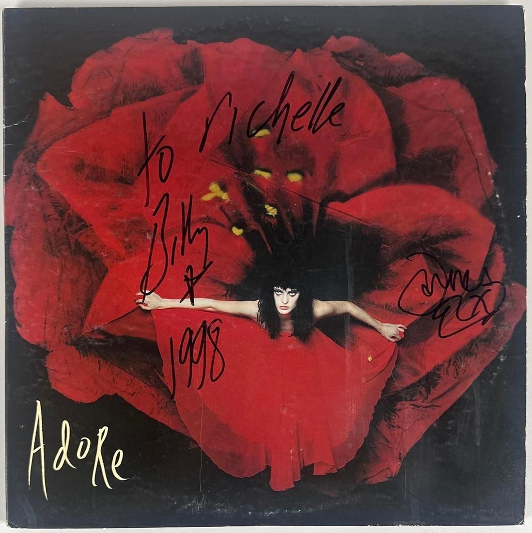The Smashing Pumpkins: Billy Corgan & James Iha Signed "Adore" Album (2 Sigs): "Adore" album signed on the cover in black felt tip marker by the Smashing Pumpkins band members James Iha and Billy Corgan, who inscribed "To Richelle" before his signature and the date "1998" after