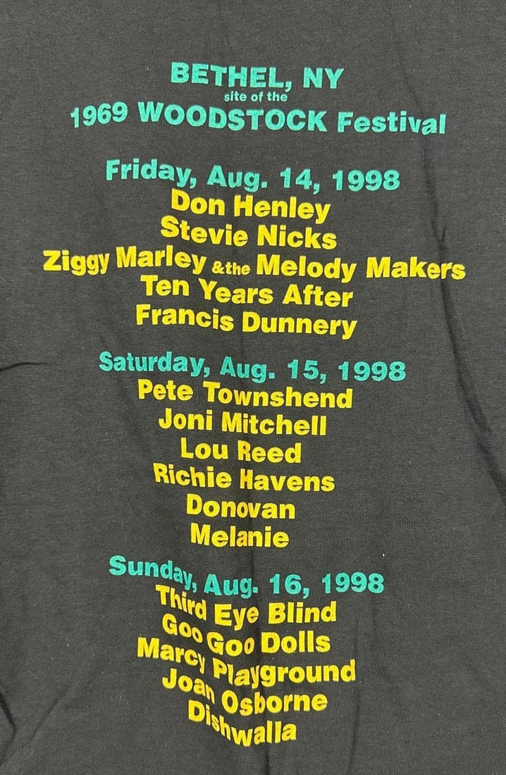 Woodstock 1998 Original "A Day in the Garden Multi-Day Concert T-Shirt (Chip Rachlin Collection) - 4
