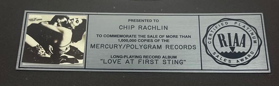 Scorpions "Love at First Sting" RIAA Platinum Sales Award Presented to Chip Rachlin - 2
