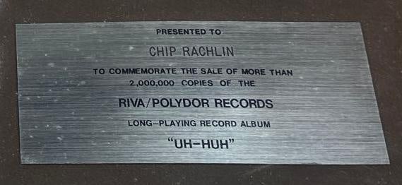 John Cougar Mellencamp "Uh-Huh" RIAA Multi-Platinum Sales Award Presented to Chip Rachlin - 2
