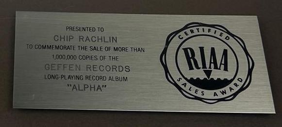 Asia "Alpha" RIAA Platinum Sales Award Presented to Chip Rachlin - 2