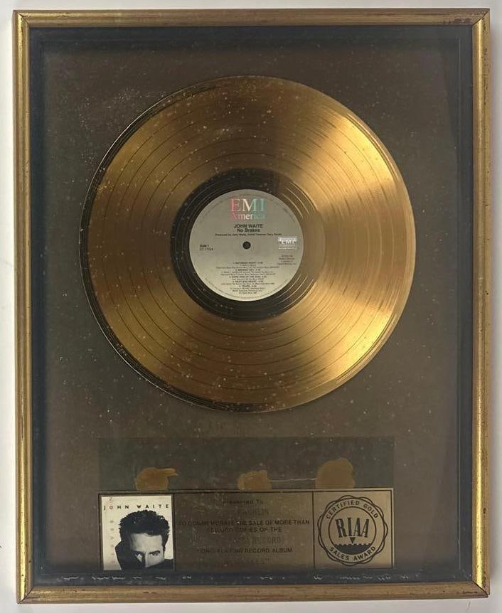 John Waite "No Brakes" RIAA Gold Sales Award Presented to Chip Rachlin (1 of 2)