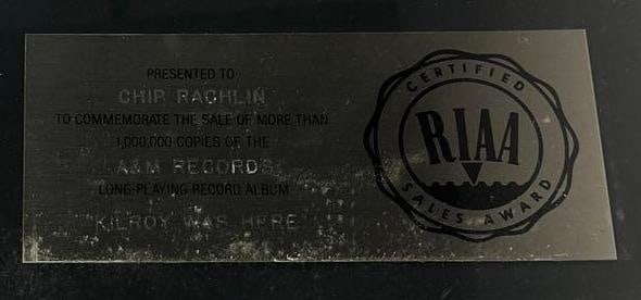 Styx "Kilroy Was Here" RIAA Platinum Sales Award Presented to Chip Rachlin - 2